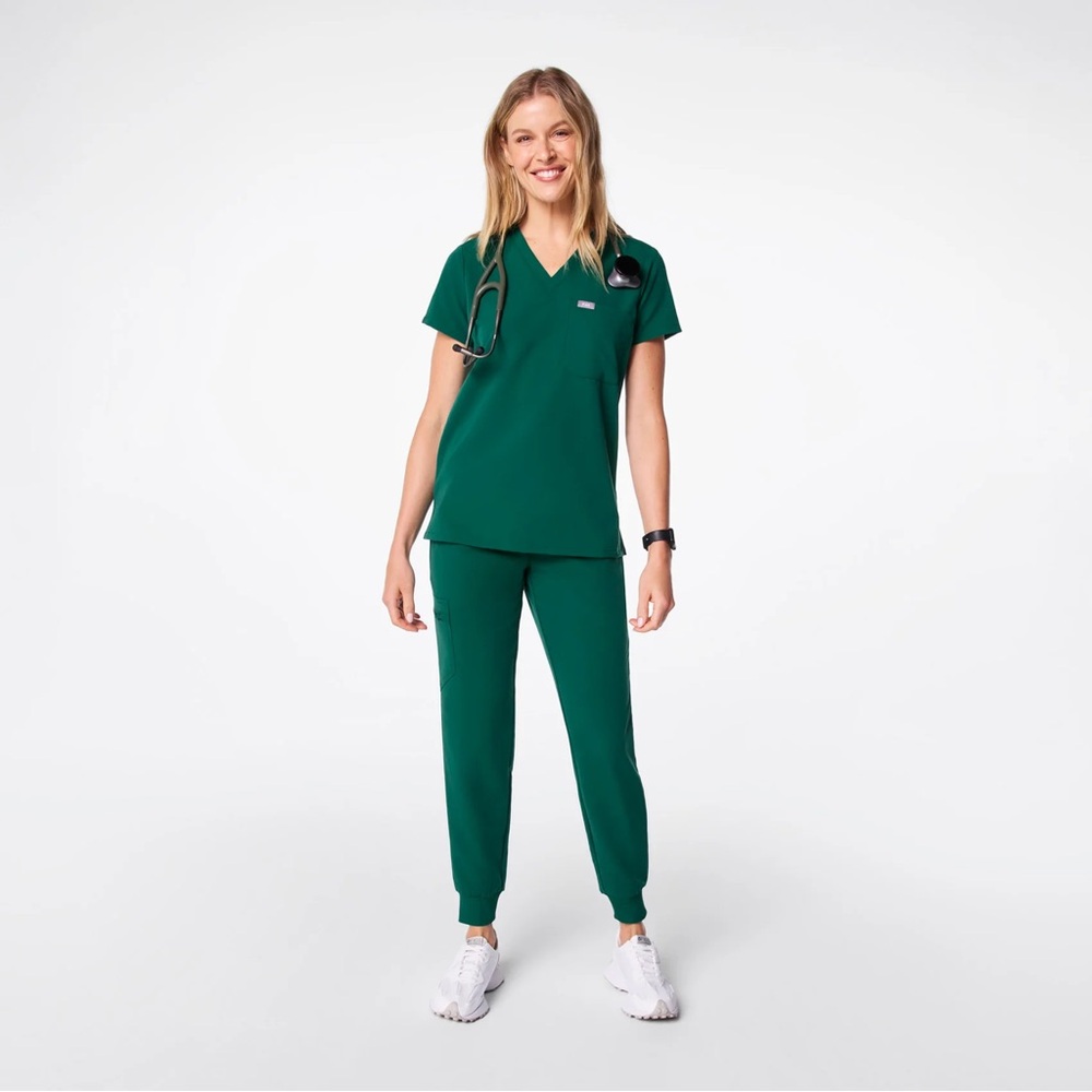 Figs Forest Green Jogger Scrub Pants Set
